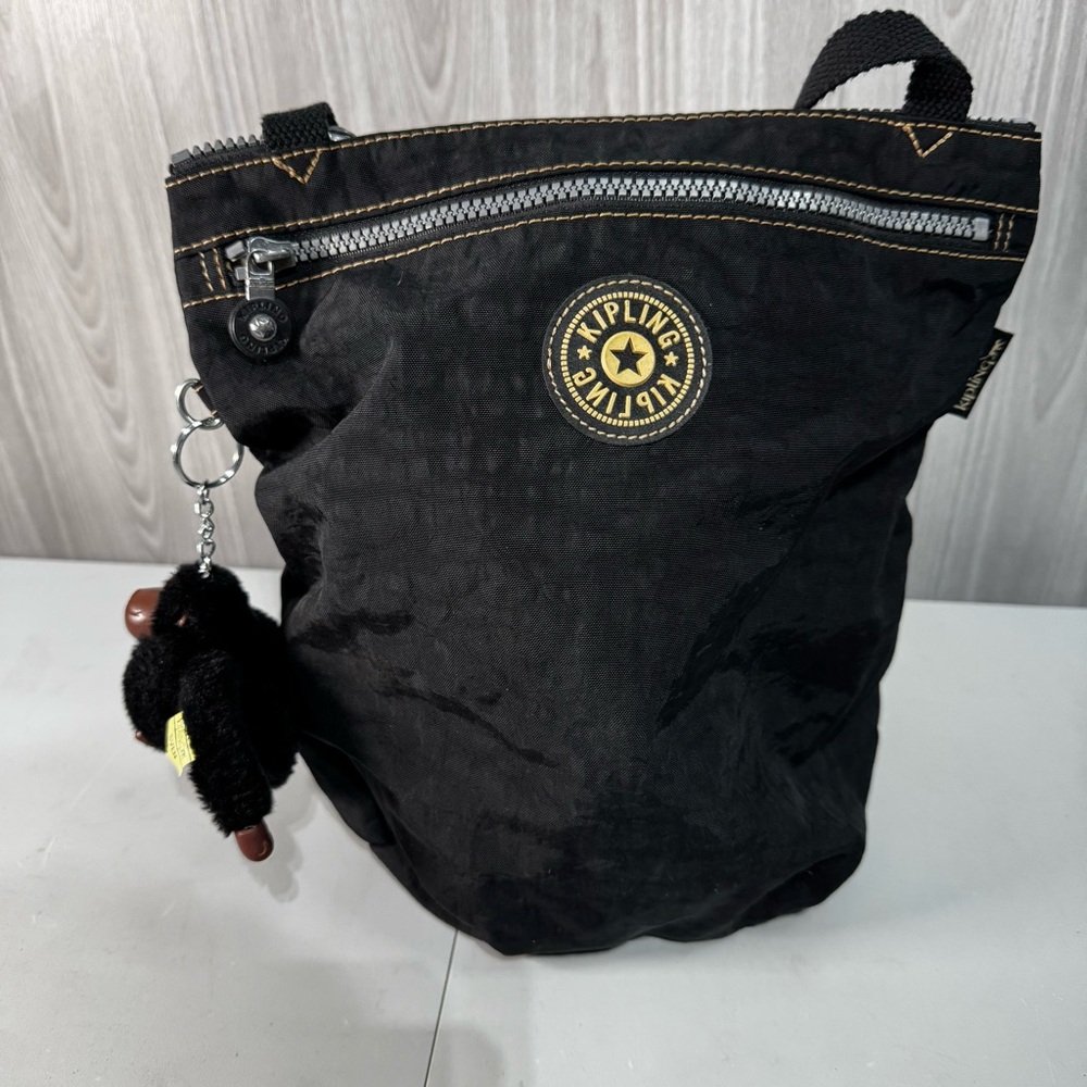 Kipling Private Transport Hobo Shoulder Bag Purse Black Nylon‎ Sven Monkey Charm